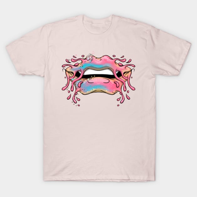 glitter splash lips T-Shirt by Mei.illustration